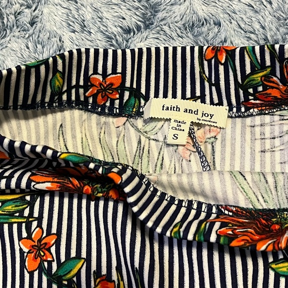 Faith & Joy Brand Striped Floral A-line Skirt Size Small - Picture 5 of 8